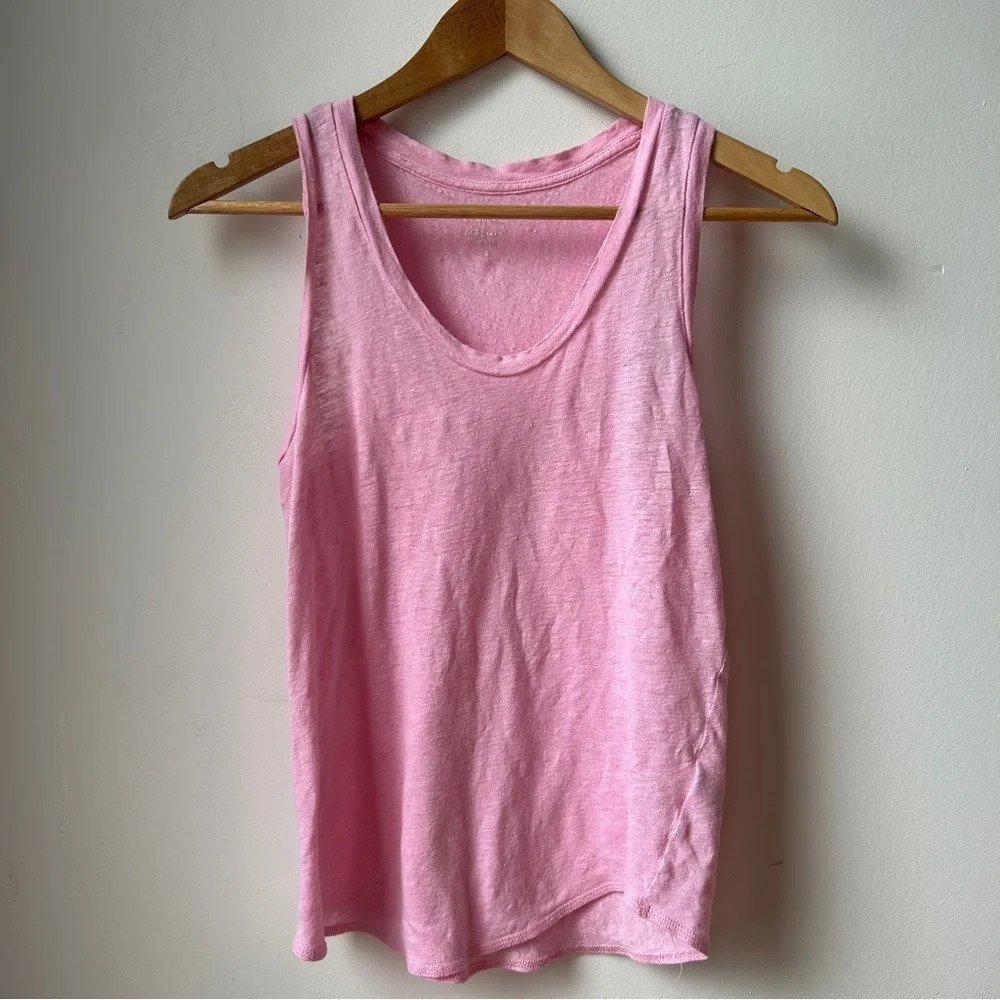 J Crew 100% linen scoop neck tank in baby  pink small‎